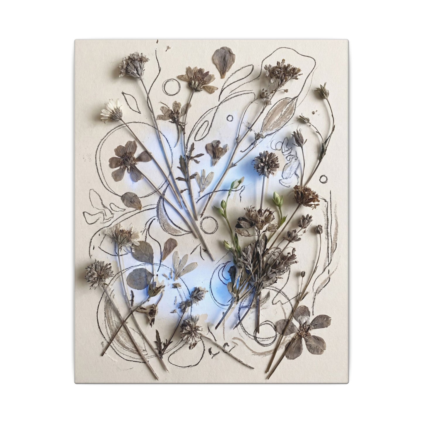 Dried Flowers Minimal Line Canvas Art | Elegant Japandi Art