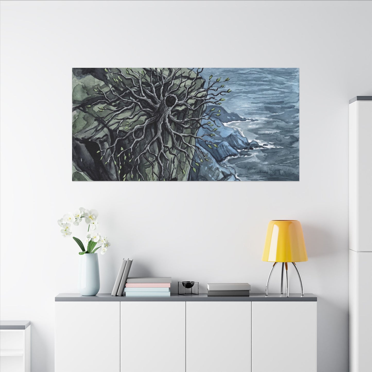 Pine Tree Spring Canvas Art | Japandi Neutral Design