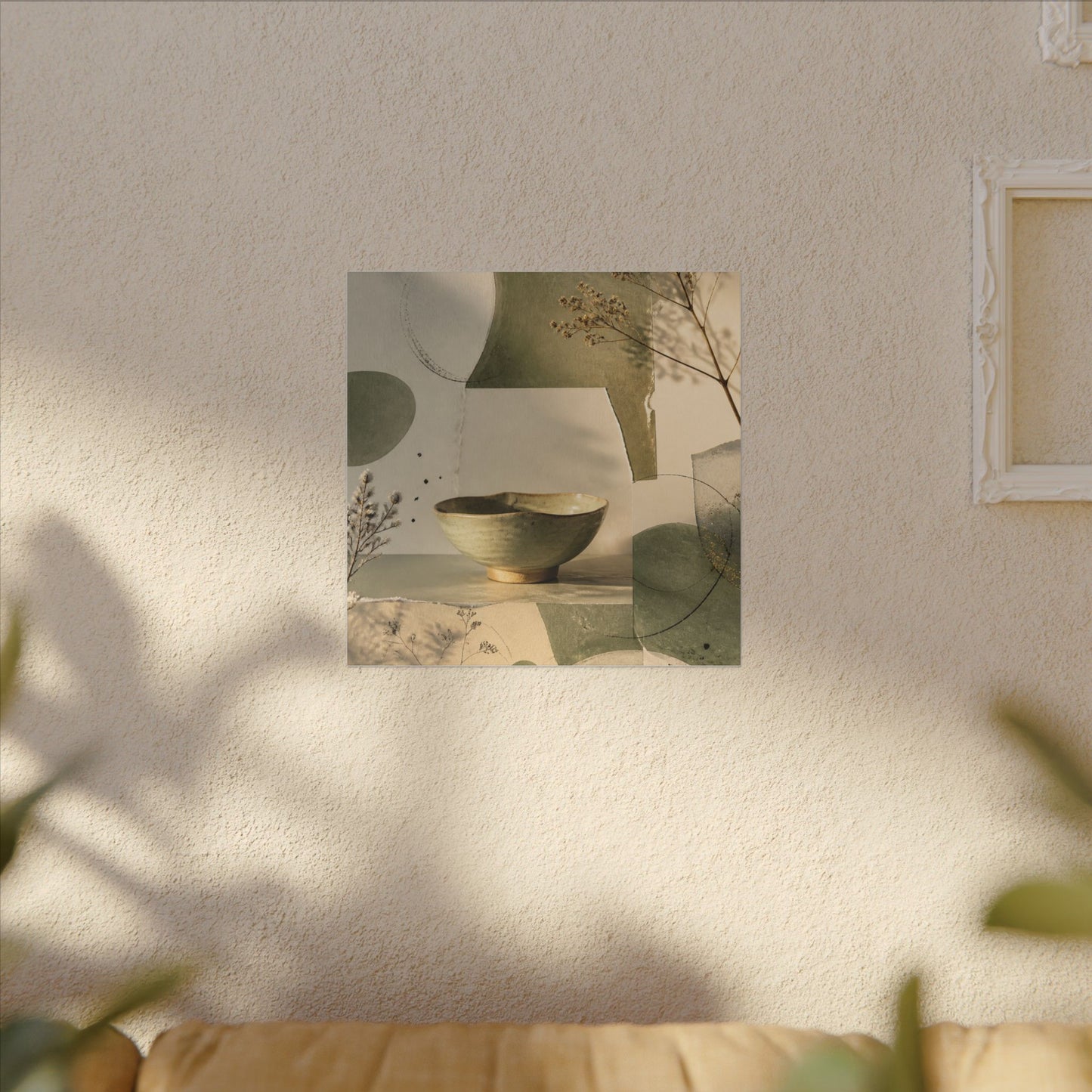 Warm Ceramic Bowl Canvas Art - Minimal Line Japandi