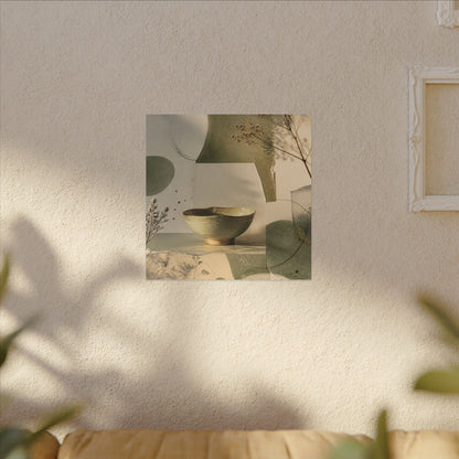 Warm Ceramic Bowl Canvas Art - Minimal Line Japandi