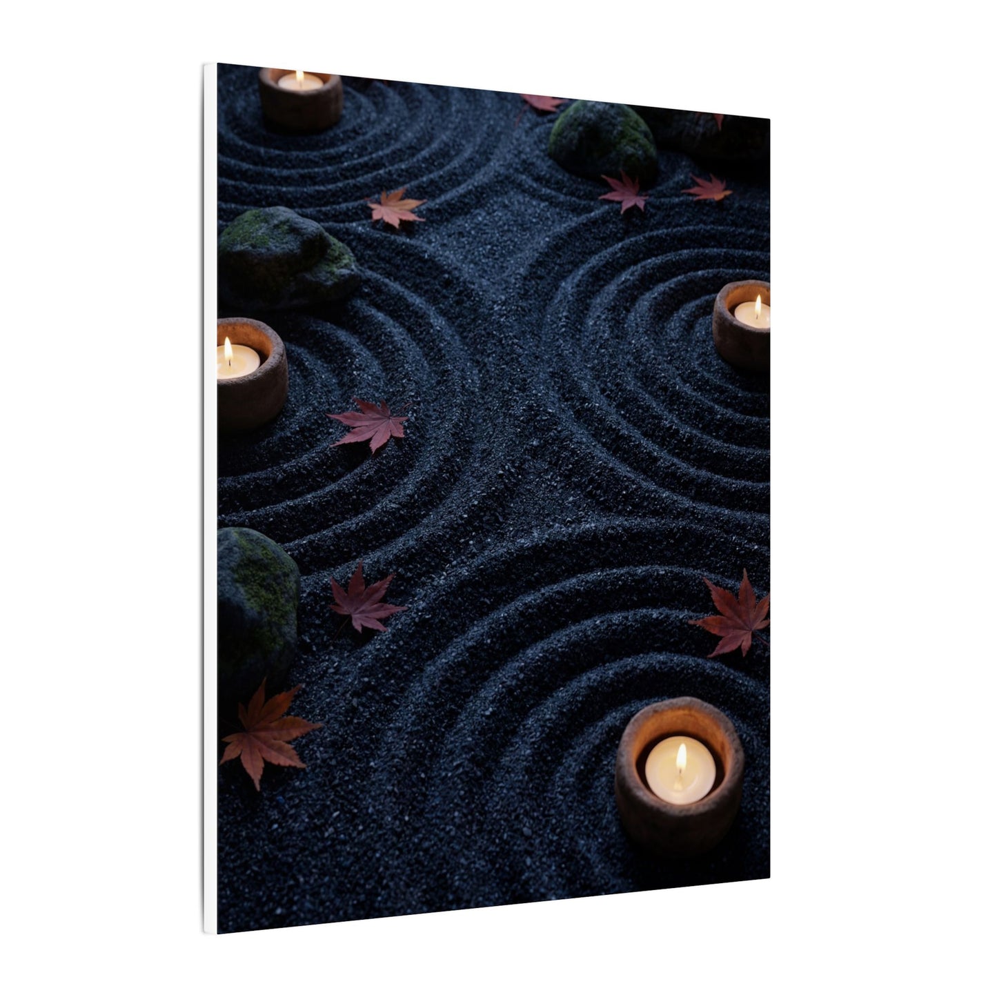 Seijaku Rock Garden Canvas Art - Dark Japandi Dark Texture