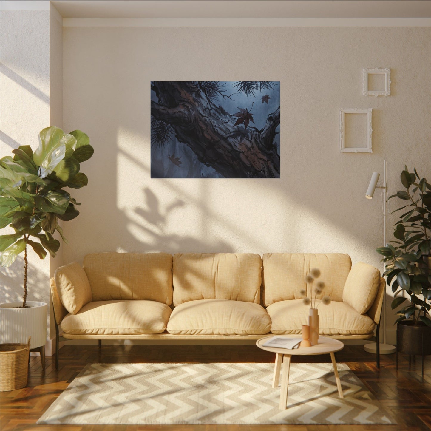 Atmospheric Pine Tree Canvas Art - Shadow Zen Dark Japandi