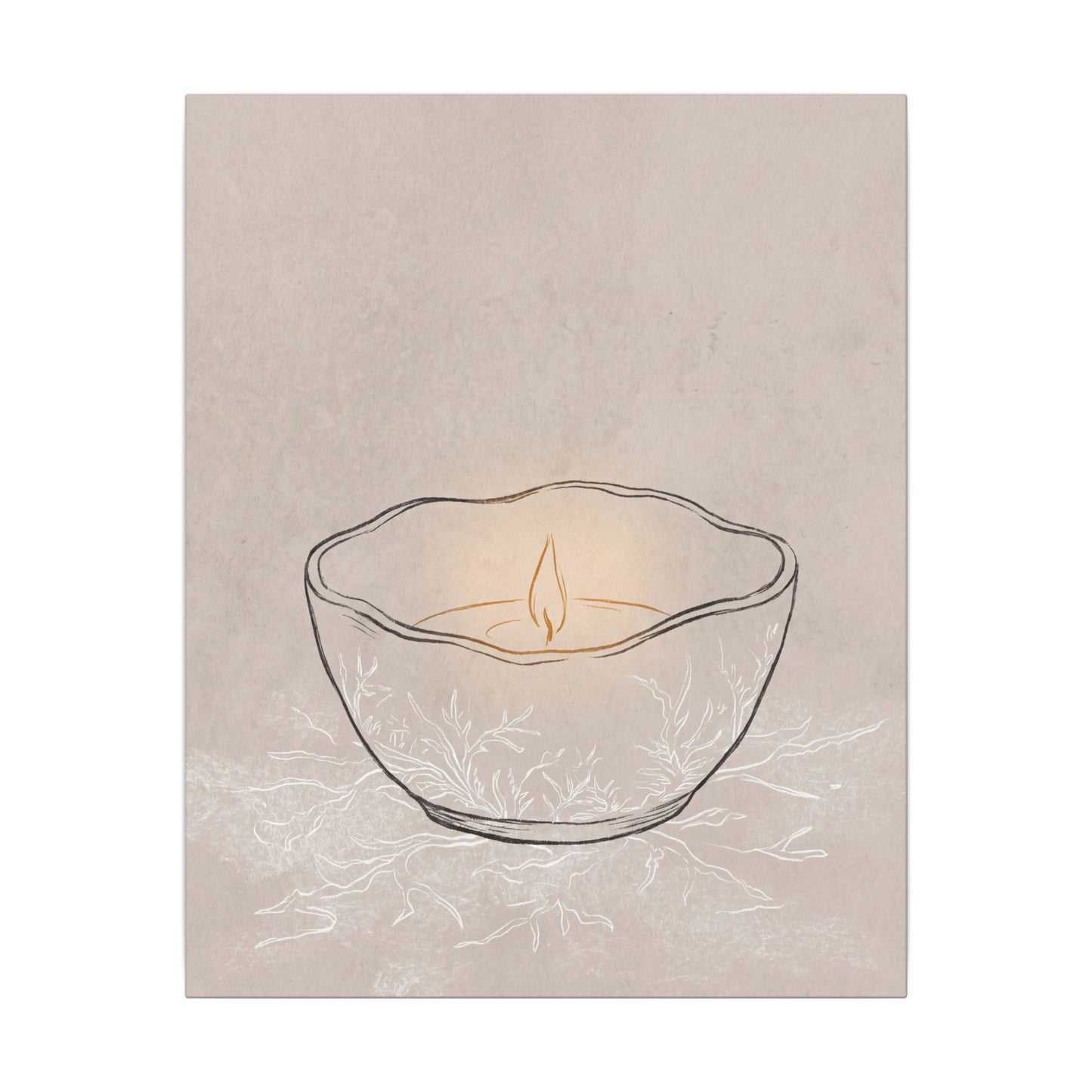 Ceramic Bowl Minimal Line Canvas Art | Neutral Japandi Art