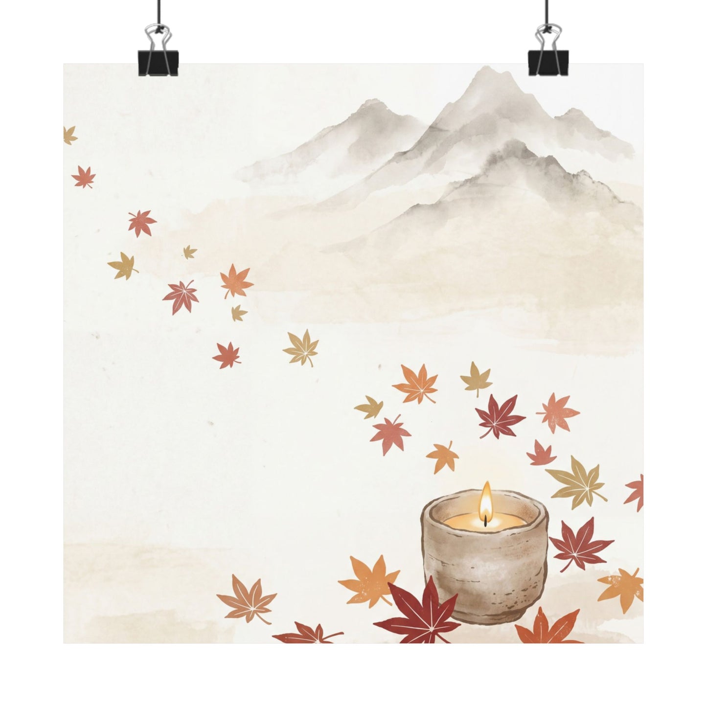Mountain Mist Wall Art Print | Autumn Japandi Japanese Pattern Art