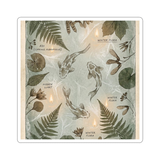 Enchanting Koi Pond Sticker - Herbarium Cottagecore