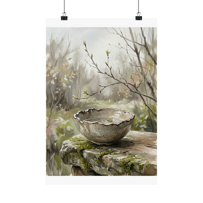 Japandi Ceramic Bowl in Overcast | Minimal Line Wall Art Print