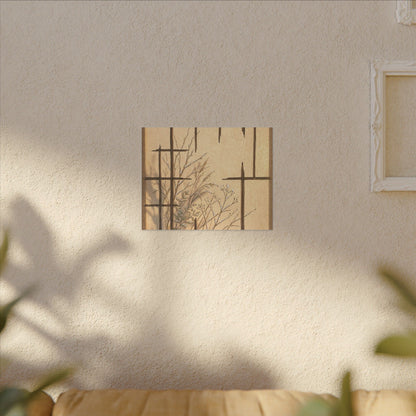 Shoji Screen Canvas Art | Winter Japandi Minimal Line Art