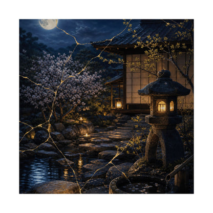 Spring Moonlit Garden Gold Vein Wall Art Print | Resilient Decor
