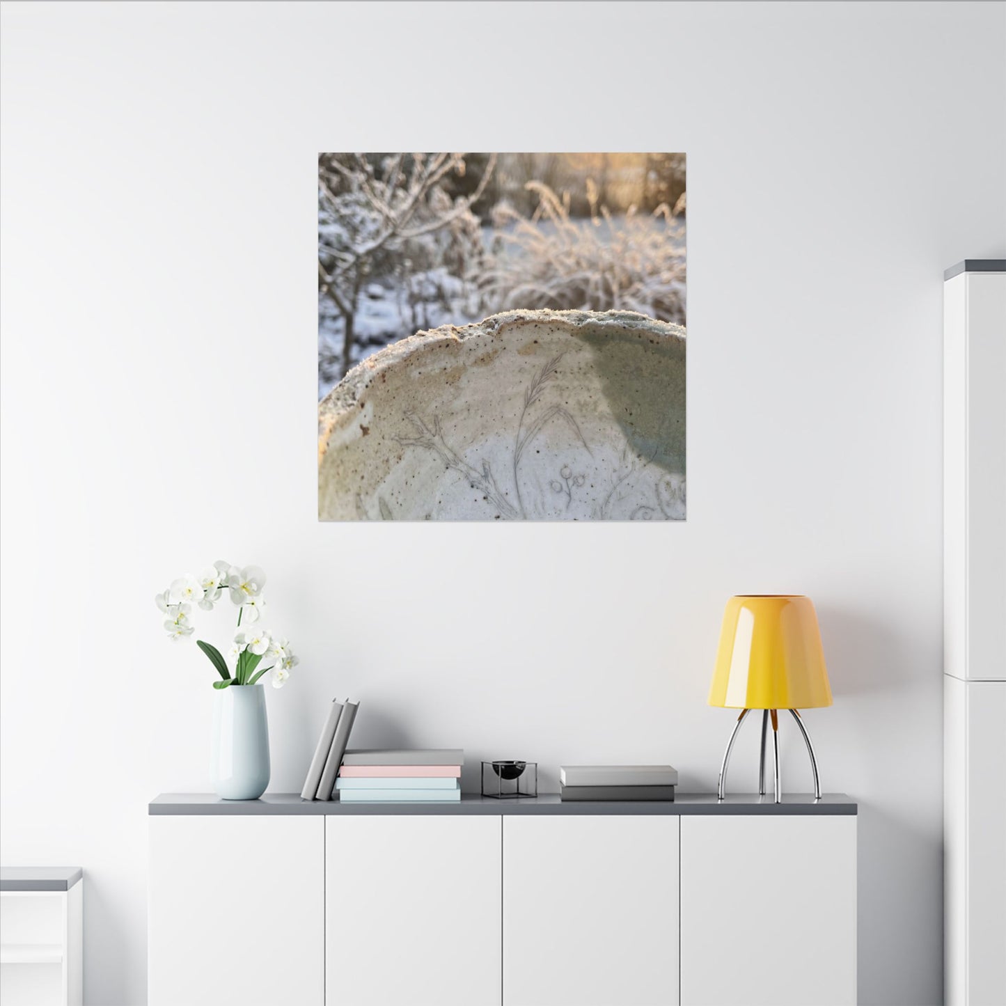 Ceramic Bowl Canvas Art | Winter Japandi Minimal Line Art