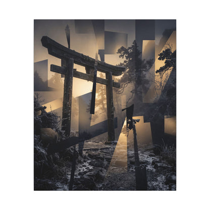 Winter Torii Gate Moody Minimal Canvas Art | Bold Decor