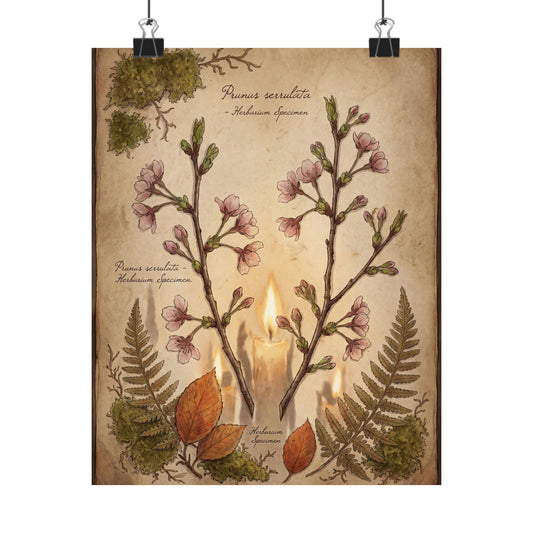 Ma Cherry Blossom Wall Art Print - Cottagecore Herbarium