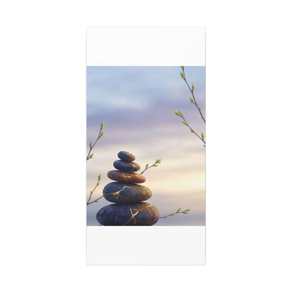 Spring River Stones Gold Vein Canvas Art | Philosophical Decor
