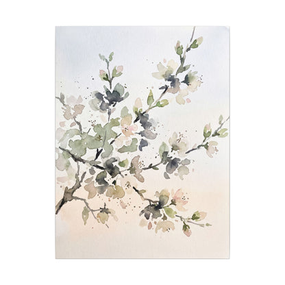 Cherry Blossom Watercolor Canvas Art | Elegant Japandi Art