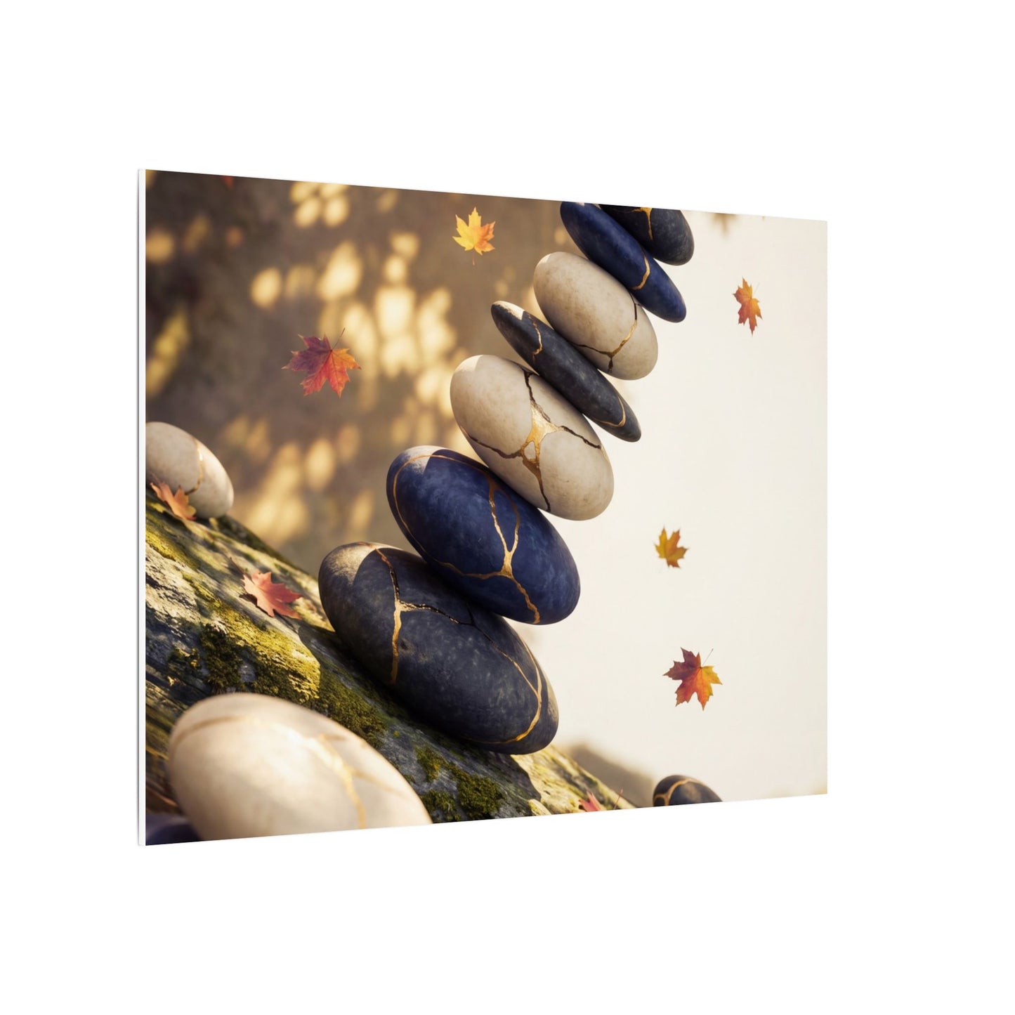 Ma River Stones Canvas Art - Kintsugi Gold Vein