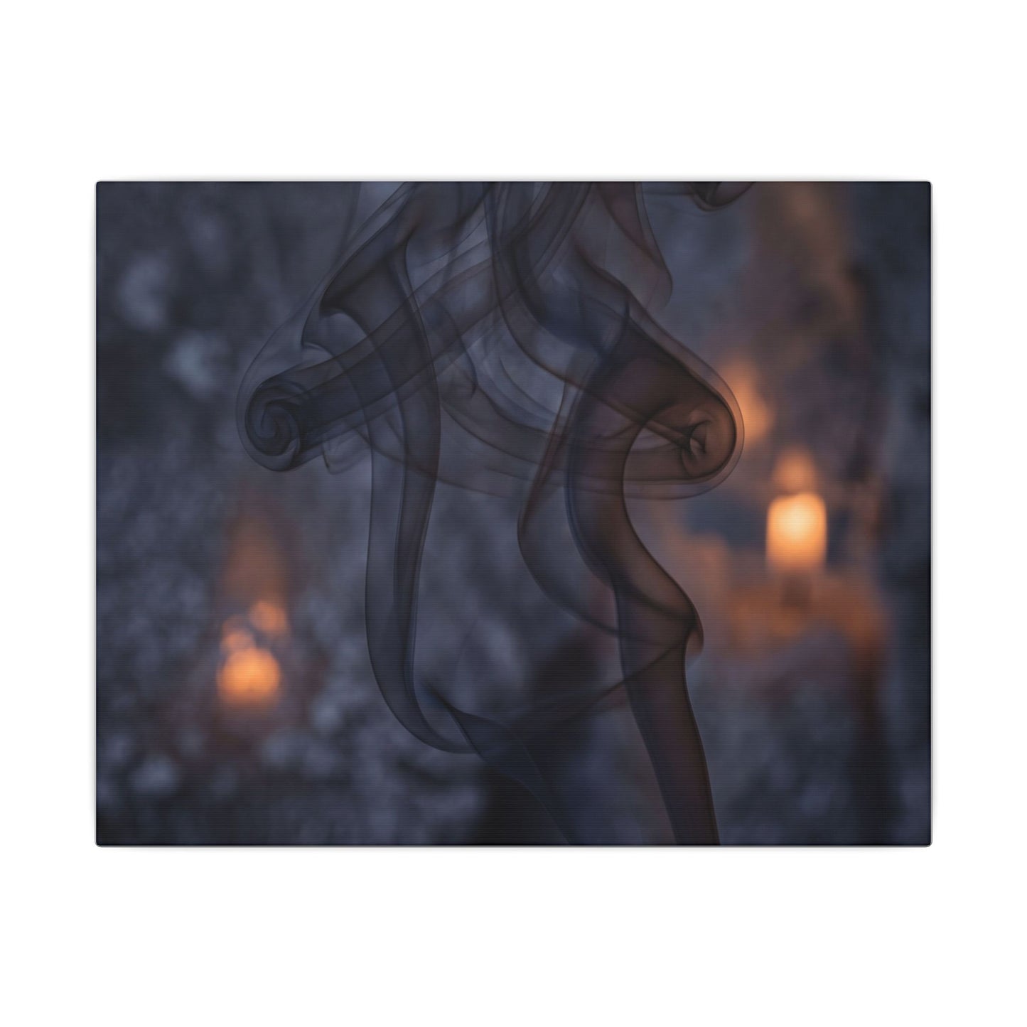 Incense Smoke Winter Canvas Art | Dark Japandi Sophisticated Design