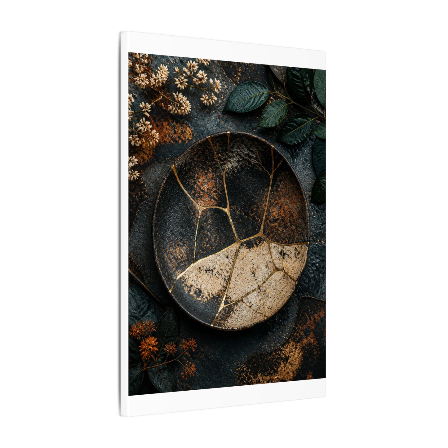 Kintsugi Rust Patina in Dawn | Gold Repair Canvas Art