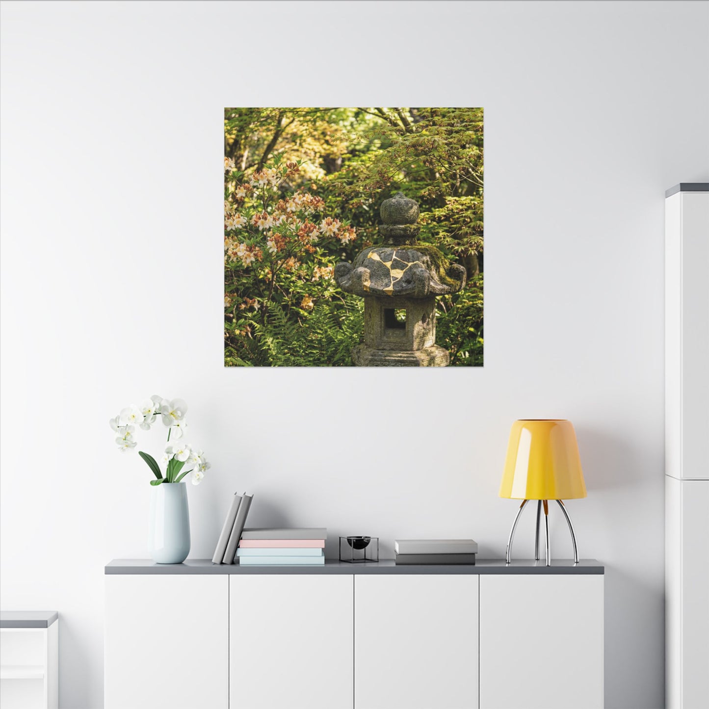 Spring Stone Lantern Gold Repair Canvas Art | Beautiful Decor
