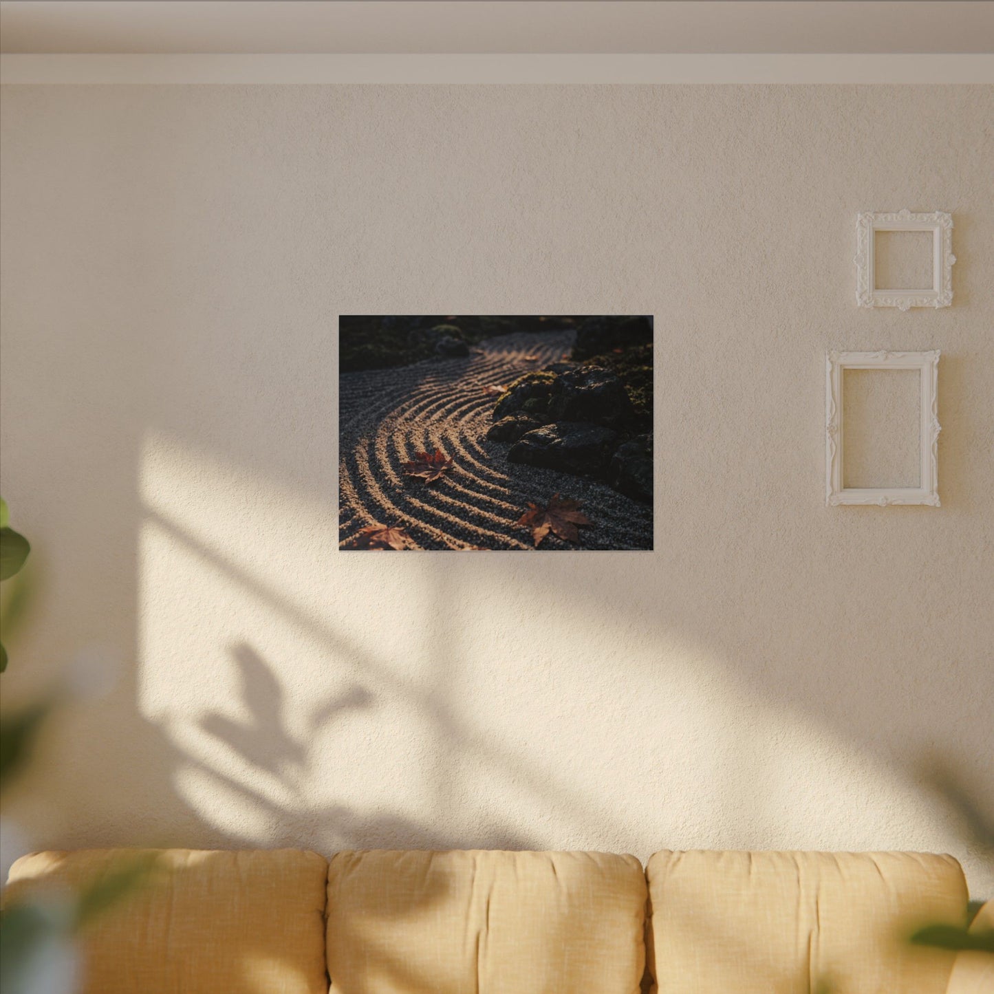 Rock Garden Moody Minimal Canvas Art | Bold Dark Japandi Art