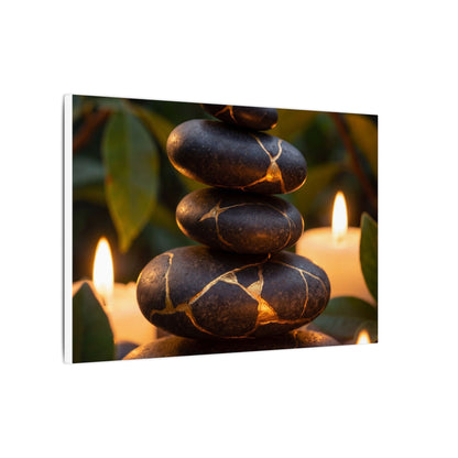 Summer River Stones Gold Vein Canvas Art | Philosophical Decor