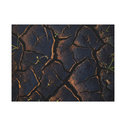 Cracked Earth Moody Minimal Canvas Art | Luxurious Dark Japandi Art