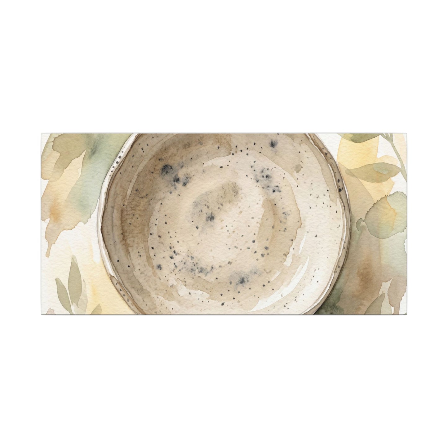 Ceramic Bowl Watercolor Canvas Art | Warm Japandi Art