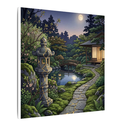 Spring Moonlit Garden Gold Vein Canvas Art | Resilient Decor