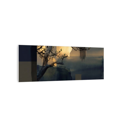 Golden Hour Pine Tree Canvas Art - Dark Japandi Kanso