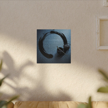 Winter Tea Ceremony Enso Canvas Art | Peaceful Decor