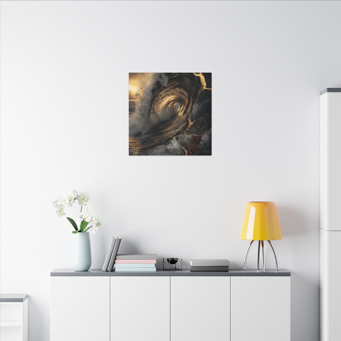 Kanso Ocean Wave Canvas Art - Kintsugi Gold Vein