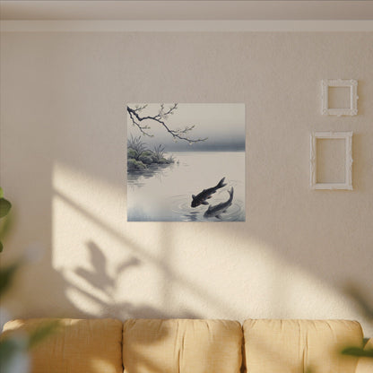 Ma Koi Pond Canvas Art - Zen Ukiyo E Inspired
