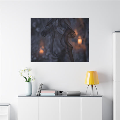 Incense Smoke Winter Canvas Art | Dark Japandi Sophisticated Design