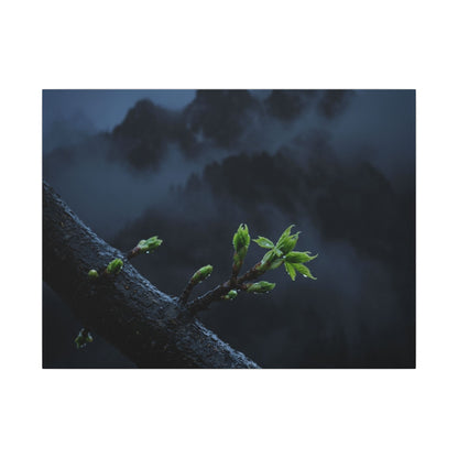 Moonlight Mountain Mist Canvas Art - Dark Japandi Kanso