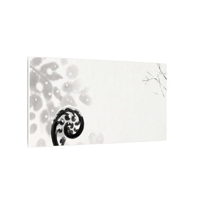 Winter Fern Unfurling Ukiyo E Inspired Canvas Art | Peaceful Decor