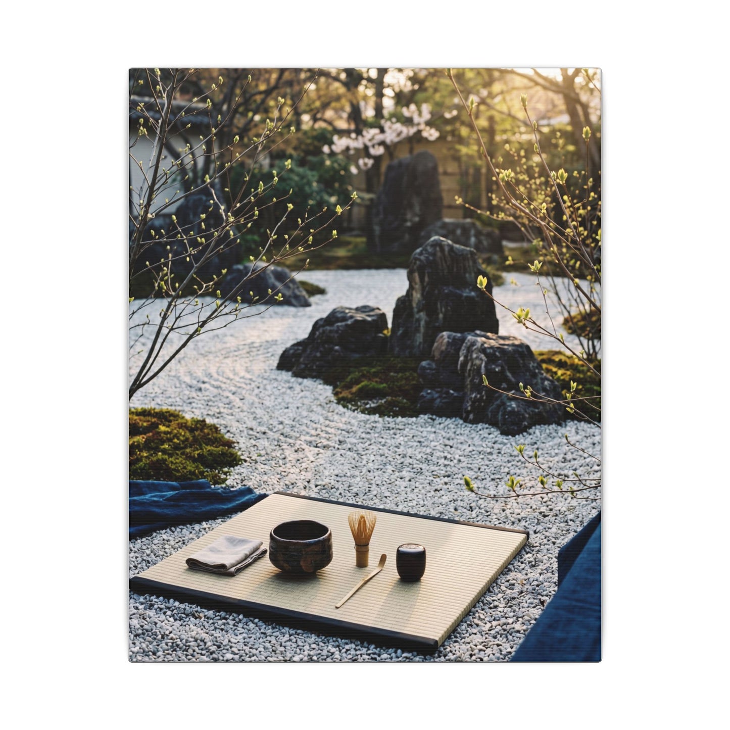 Zen Tea Ceremony in Golden Hour | Karesansui Canvas Art