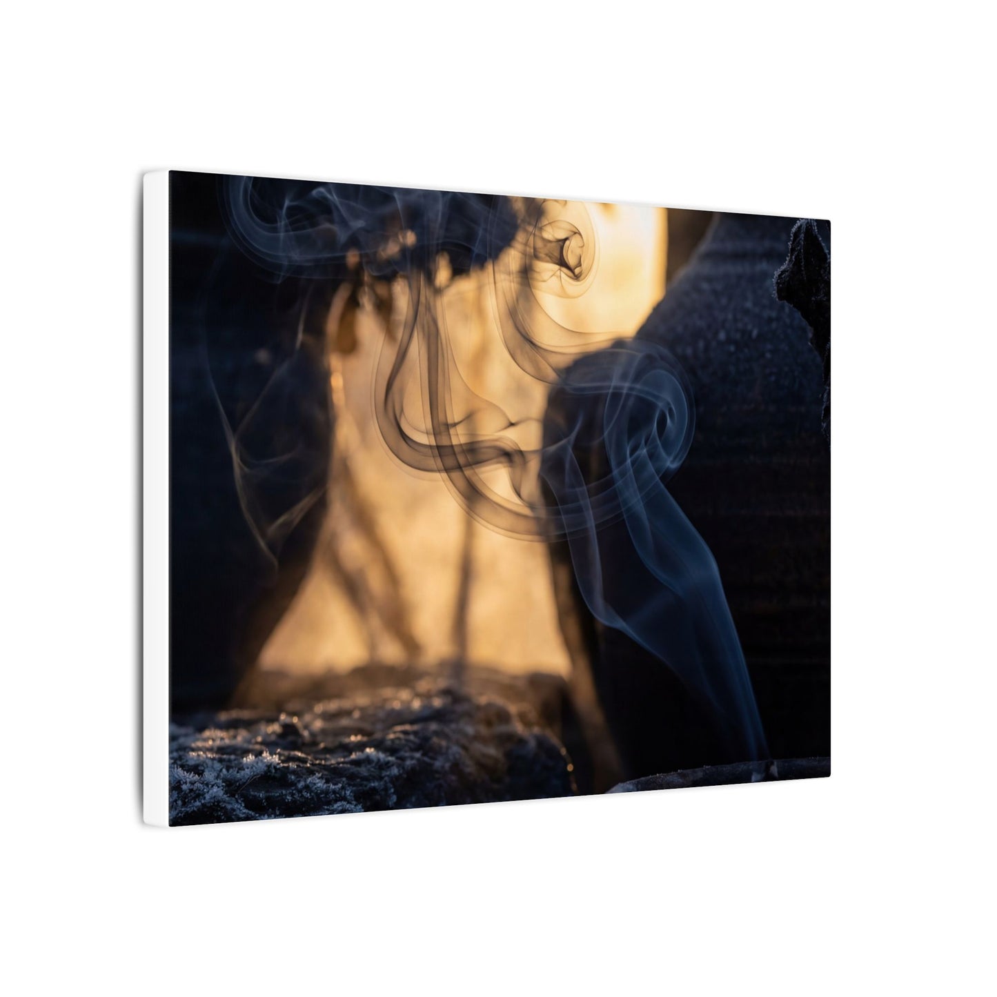 Incense Smoke Canvas Art | Winter Dark Japandi Shadow Zen Art