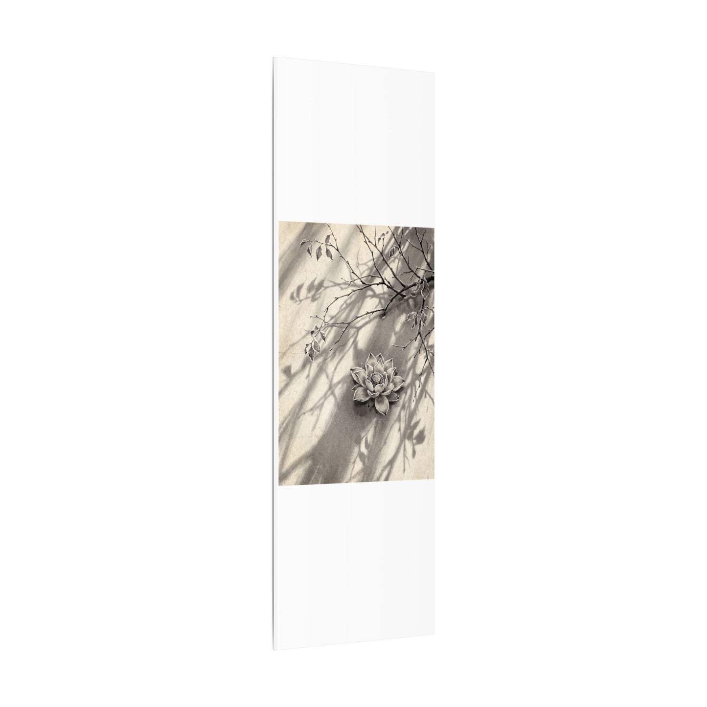 Winter Lotus Flower Sumi E Canvas Art | Contemplative Decor