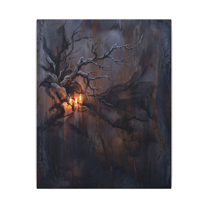 Winter Rust Patina Charcoal Ink Canvas Art | Atmospheric Decor