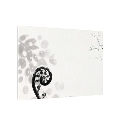 Winter Fern Unfurling Ukiyo E Inspired Canvas Art | Peaceful Decor