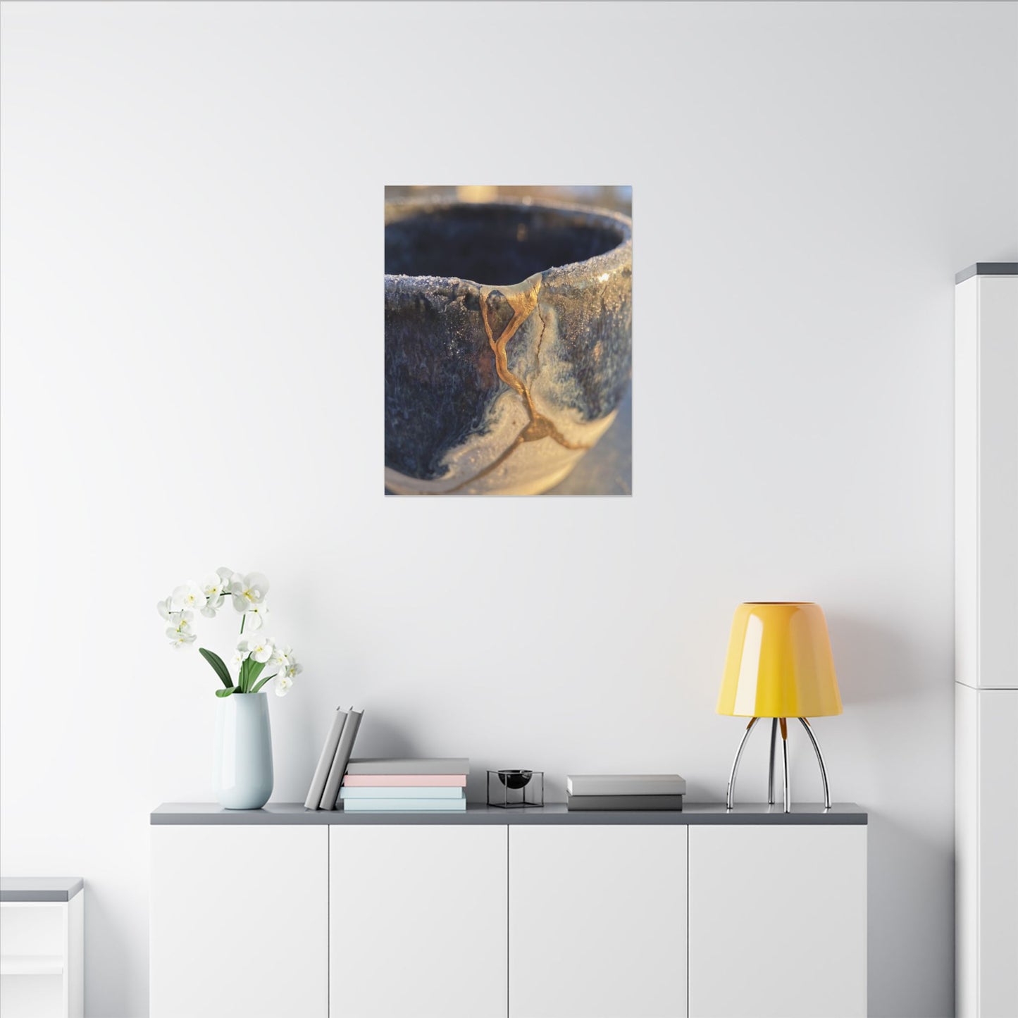Winter Ceramic Bowl Gold Vein Canvas Art | Healing Decor