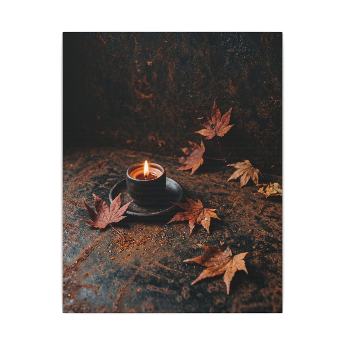 Dark Japandi Rust Patina in Candlelight | Shadow Zen Canvas Art
