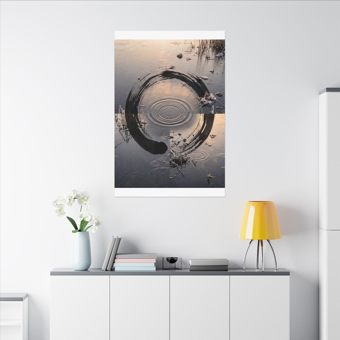 Winter Water Ripple Enso Canvas Art | Tranquil Decor