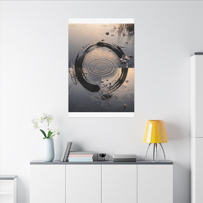Winter Water Ripple Enso Canvas Art | Tranquil Decor