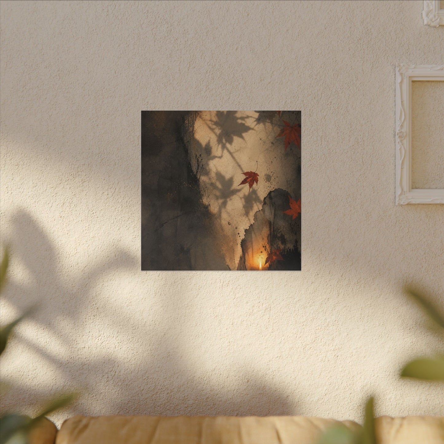 Shadow Play Texture Canvas Art | Neutral Japandi Art