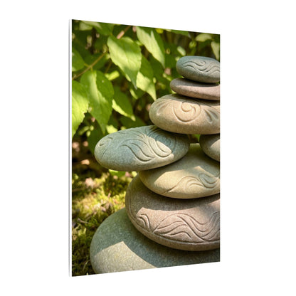 River Stones Summer Canvas Art | Japandi Earthy Design