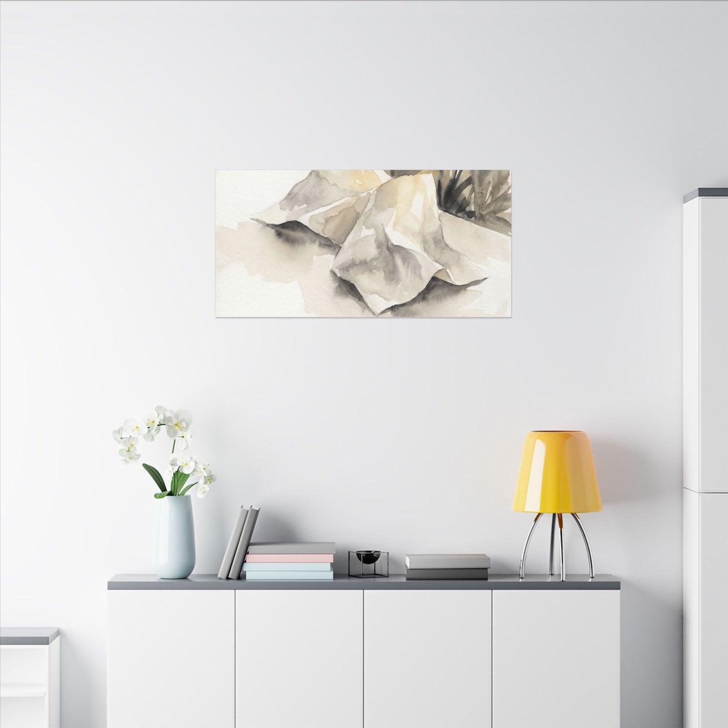 Paper Fold Watercolor Canvas Art | Warm Japandi Art