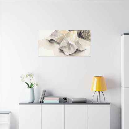 Paper Fold Watercolor Canvas Art | Warm Japandi Art