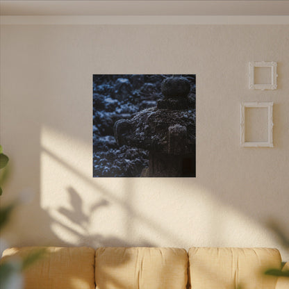 Moody Stone Lantern Canvas Art - Shadow Zen Dark Japandi