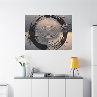 Winter Water Ripple Enso Canvas Art | Tranquil Decor