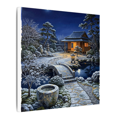 Moonlit Garden Winter Canvas Art | Kintsugi Artful Design