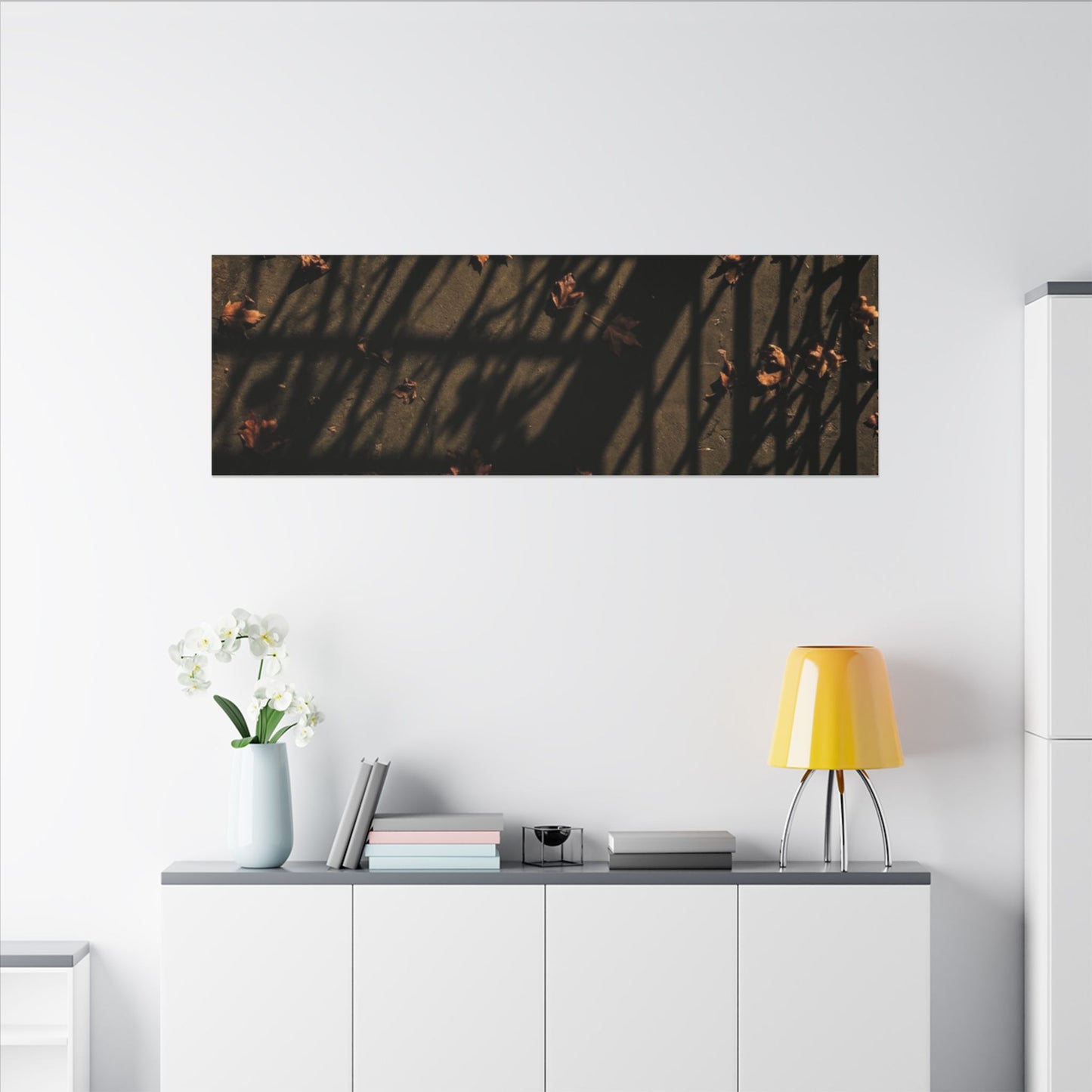 Shadow Play Canvas Art | Autumn Dark Japandi Moody Minimal Art